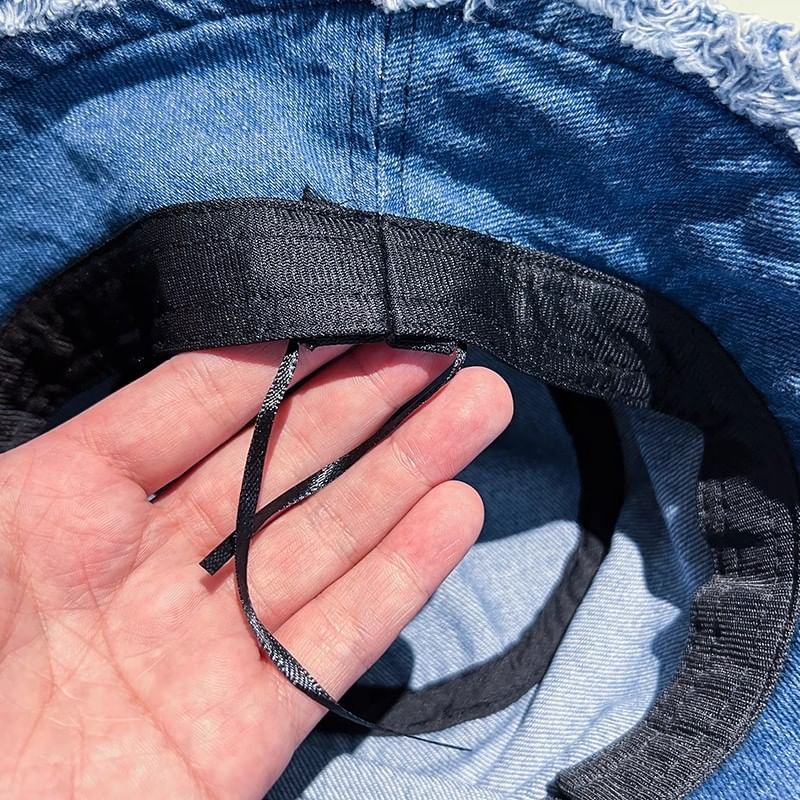 Denim Bucket Frayed Washed Hat