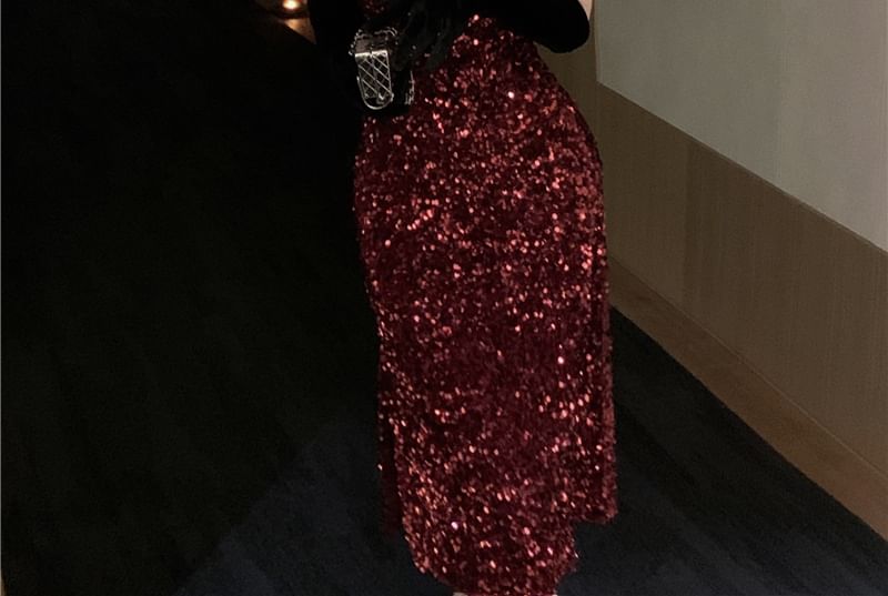 Spaghetti Strap Plain Sequin Midi Sheath Cocktail Dress Egirldoll