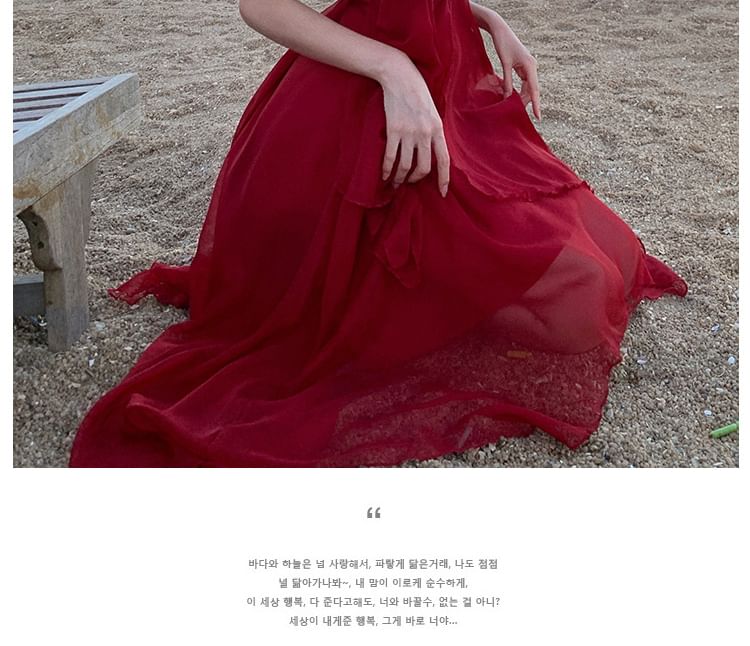 Sheer A-Line Strap Dress Asymmetrical Spaghetti