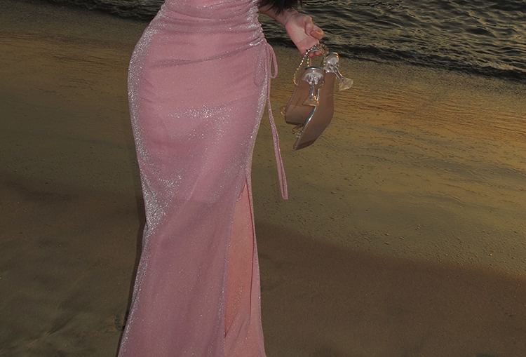 Maxi Mermaid Dress Plain Spaghetti Strap