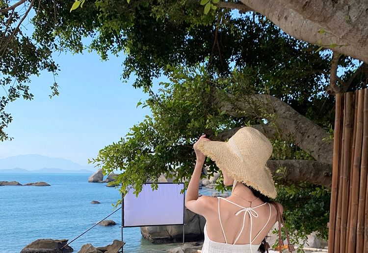 Maxi Plain V-Neck Dress A-Line Sleeveless