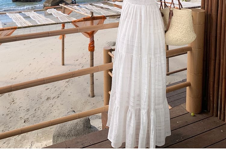 Maxi Plain V-Neck Dress A-Line Sleeveless