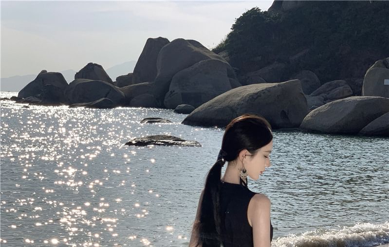 Crewneck A-Line Tone Sleeveless Maxi Dress Two