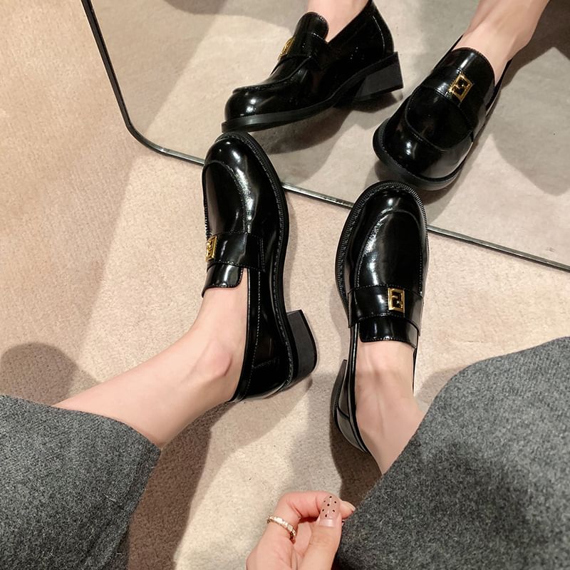 Loafers Buckled Leather Faux