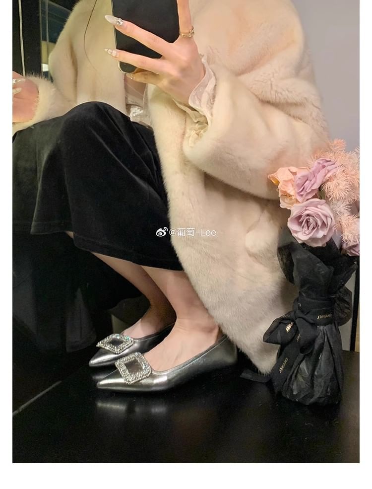 Buckled Rhinestone Flats Pointy