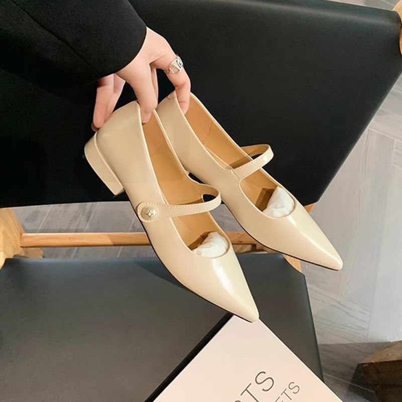 Heel Mary Pointy Jane Low Pumps