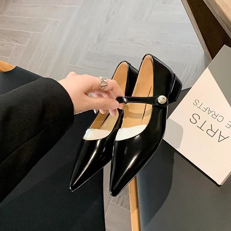 Heel Mary Pointy Jane Low Pumps