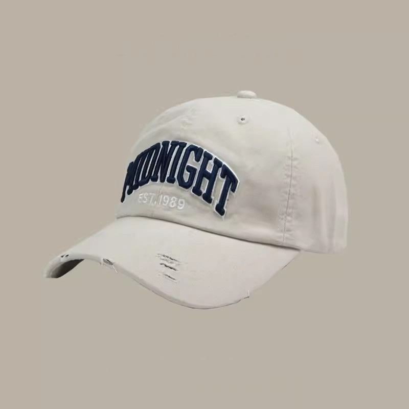 Embroidered Distressed Lettering Baseball Cap