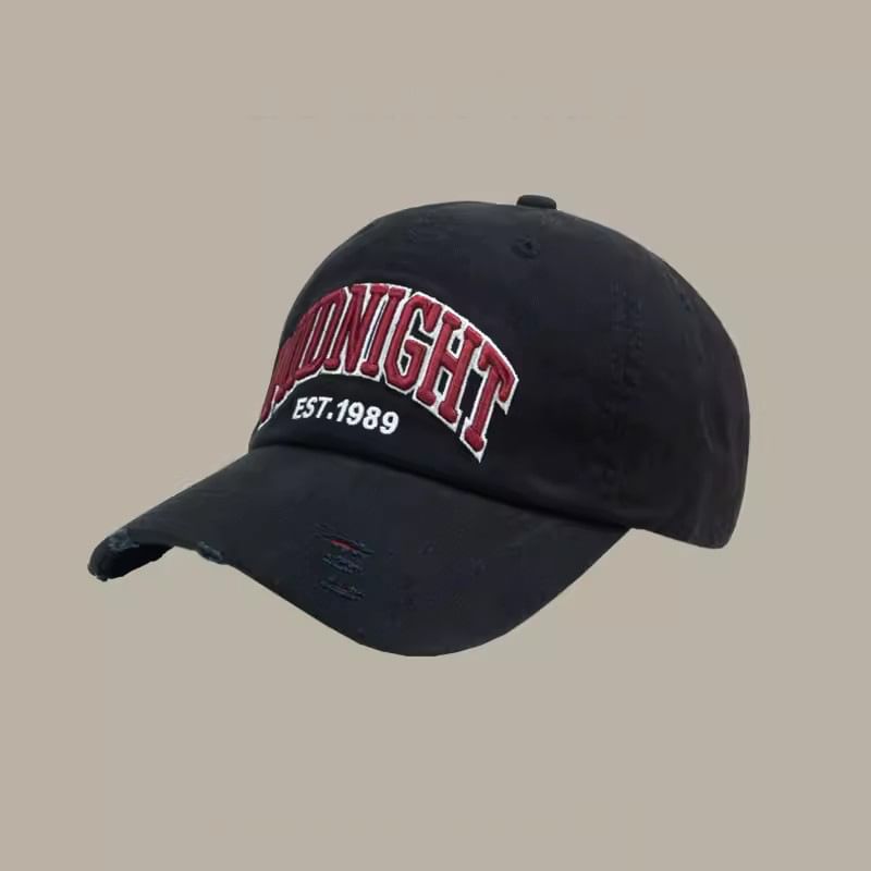 Embroidered Distressed Lettering Baseball Cap