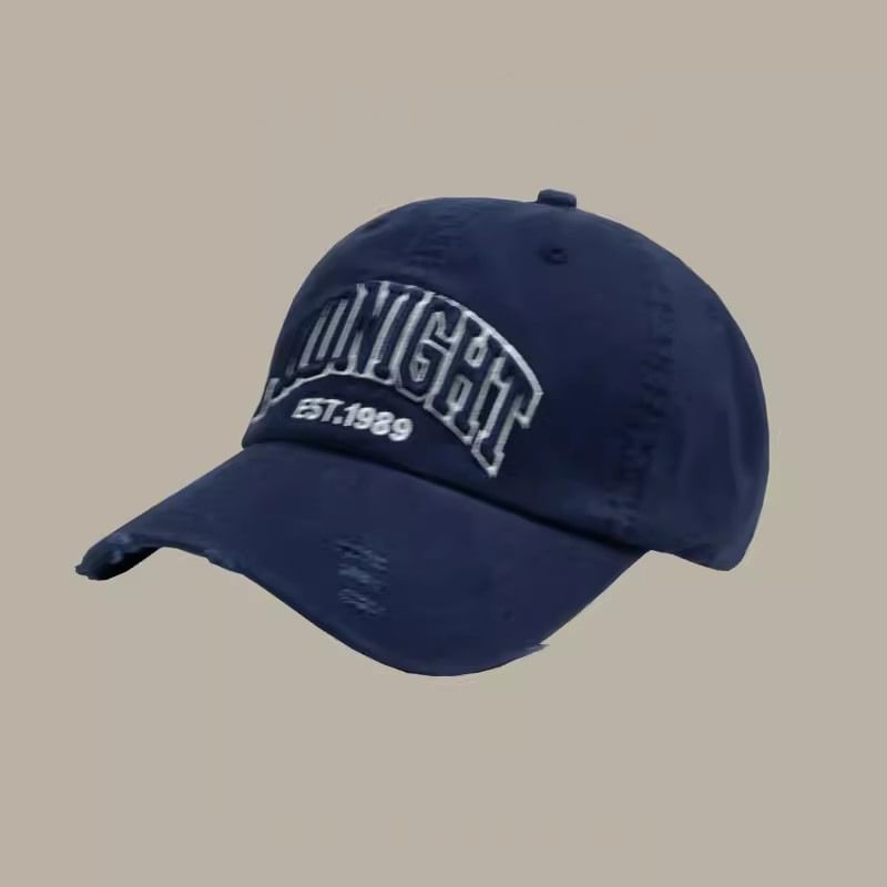 Embroidered Distressed Lettering Baseball Cap