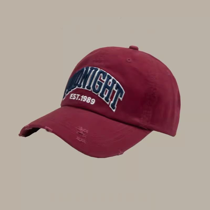 Embroidered Distressed Lettering Baseball Cap