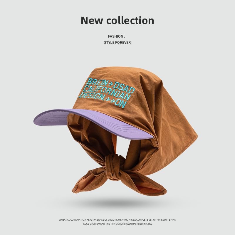 with Brim Scarf Embroidered Lettering Head