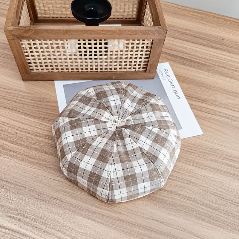 Hat Beret Plaid
