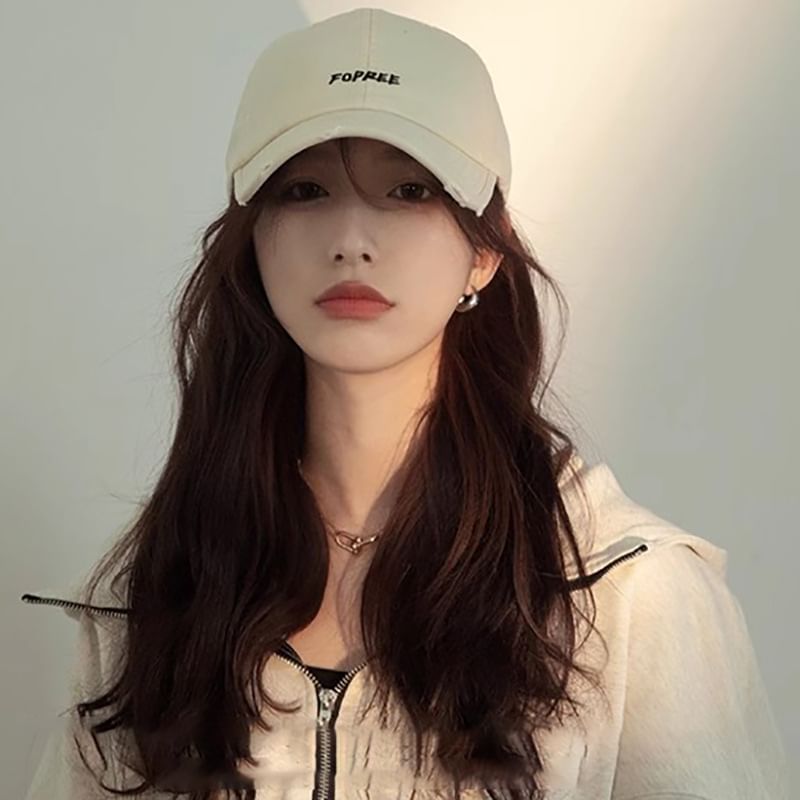 Embroidered Lettering Cap Baseball Distressed