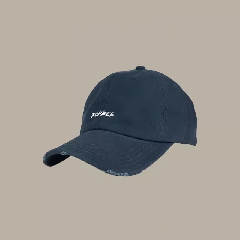 Embroidered Lettering Cap Baseball Distressed