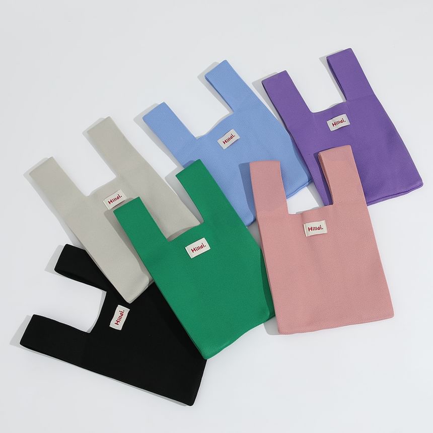 Knit Tote Bag Applique Lettering