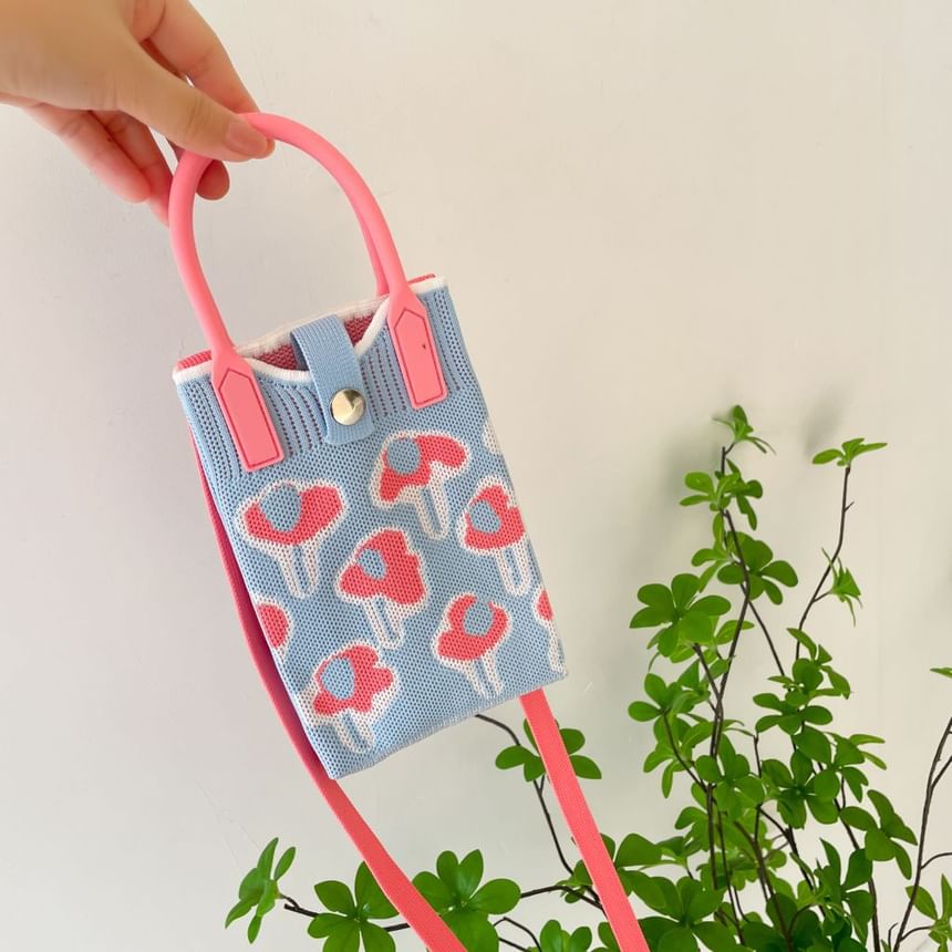 Handle Crossbody Top Bag Knit