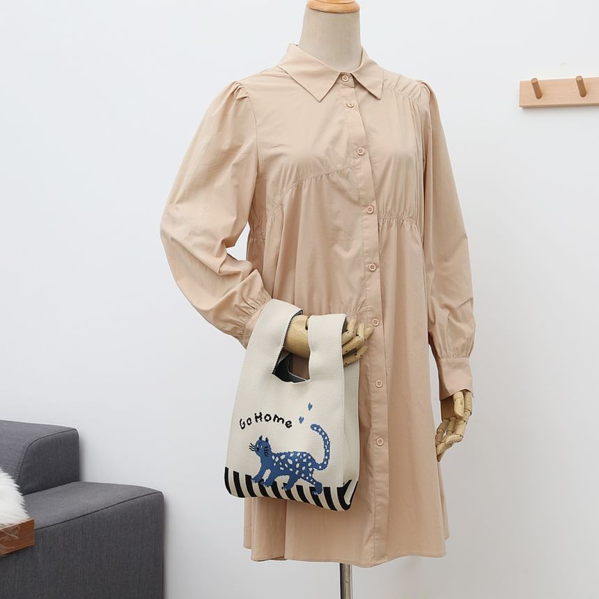 Tote Cartoon Jacquard Knit Bag