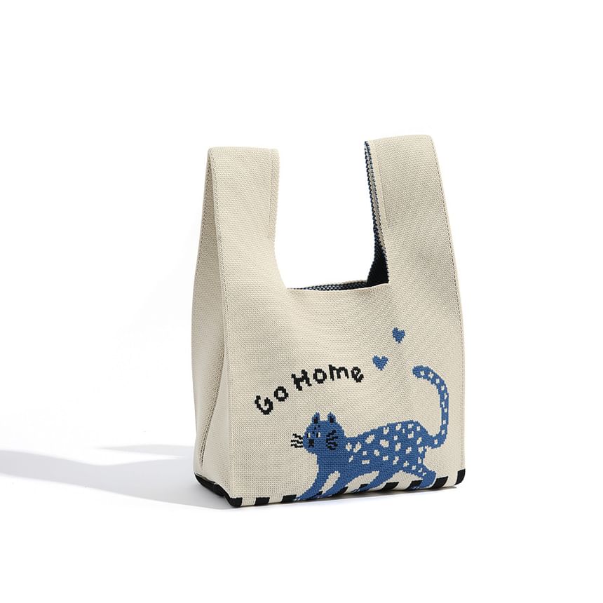 Tote Cartoon Jacquard Knit Bag