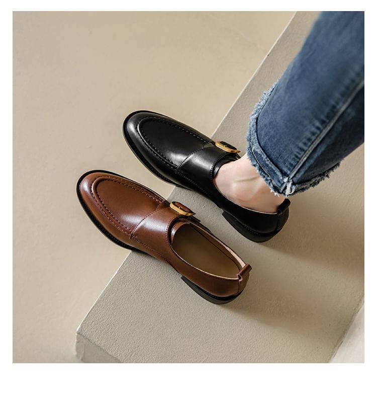 Monk Strap Leather Shoes Faux