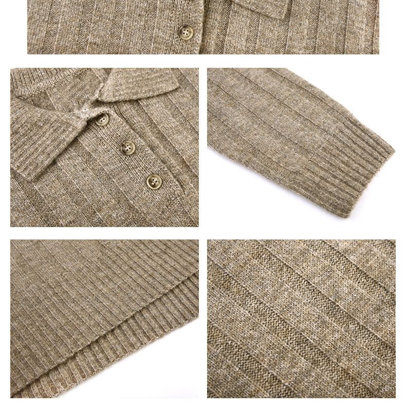 Mini Dress Long-Sleeve Sweater Polo-Neck Plain