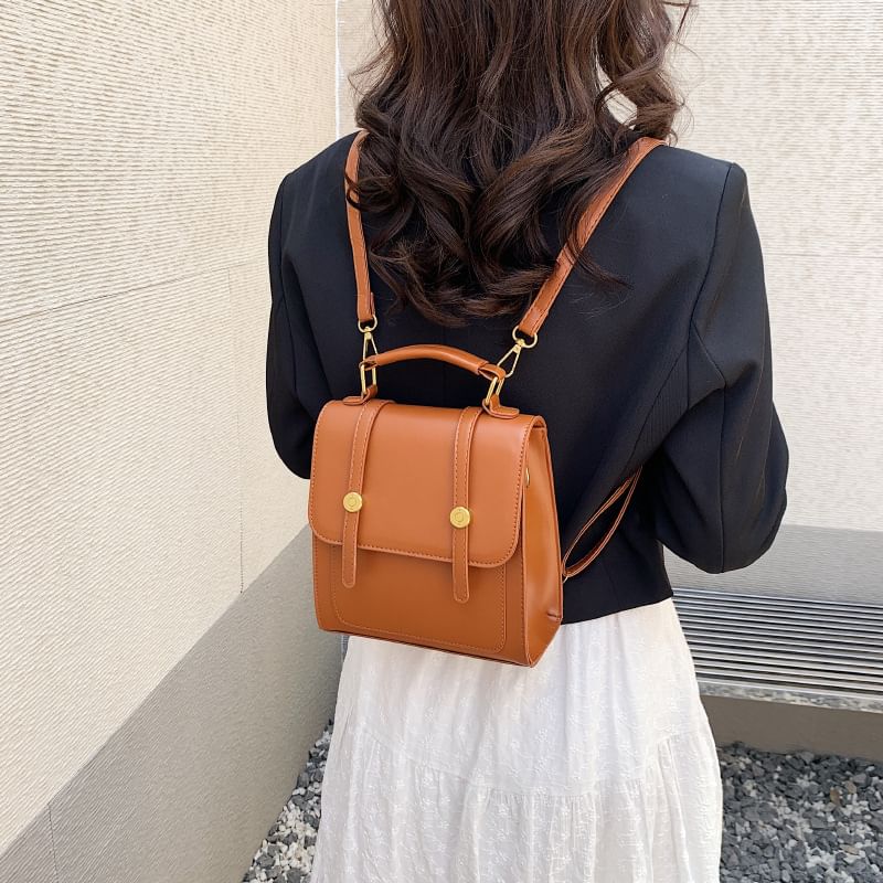 Leather Faux Backpack Flap