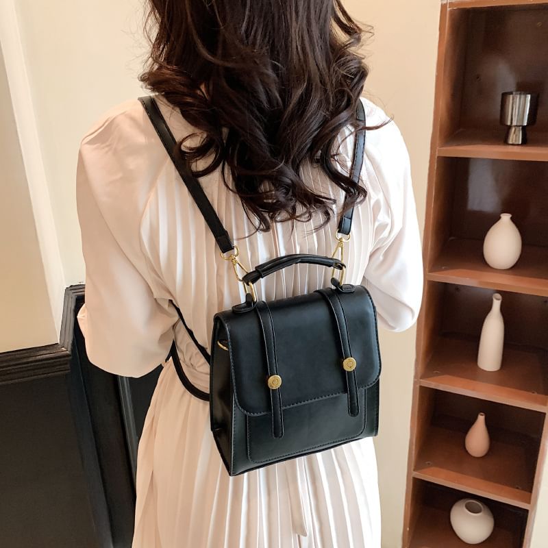 Leather Faux Backpack Flap