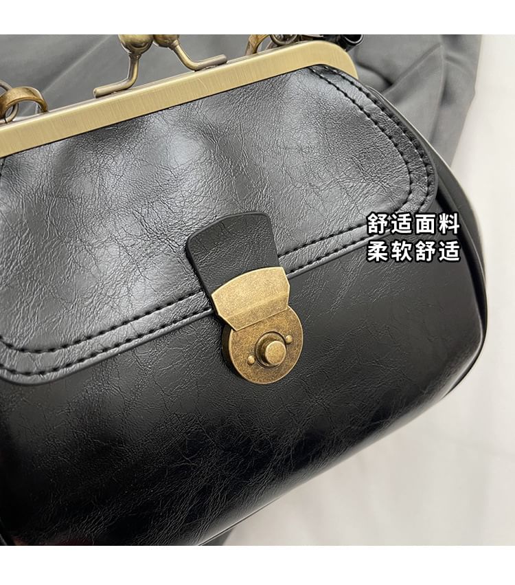 Bag Crossbody Leather Faux Clasped