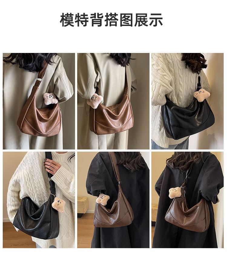 Shoulder Leather Faux Bag Plain