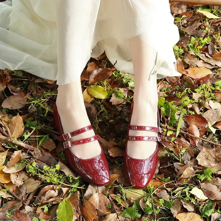 Double Jane Shoes Chunky Strap Mary Heel