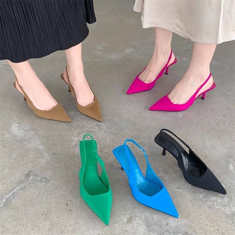 Slingback Sandals Heel Pointy High