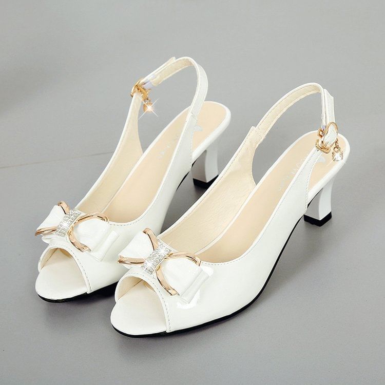 BOw Sandals Heel Chunky Slingback