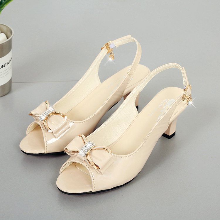 BOw Sandals Heel Chunky Slingback