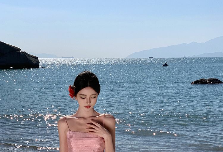 Skirt High Plain Camisole Waist + Maxi Set: Crop Top