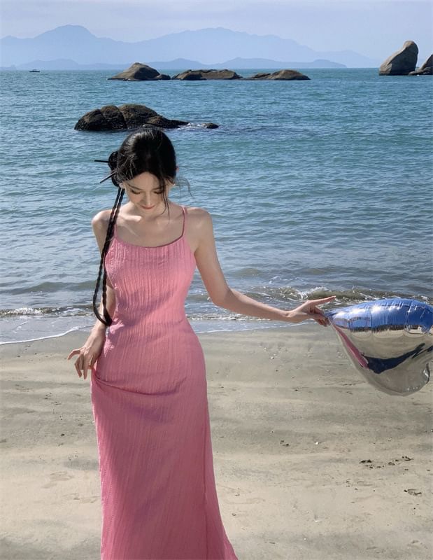 Spaghetti Maxi Dress Mermaid Plain Strap
