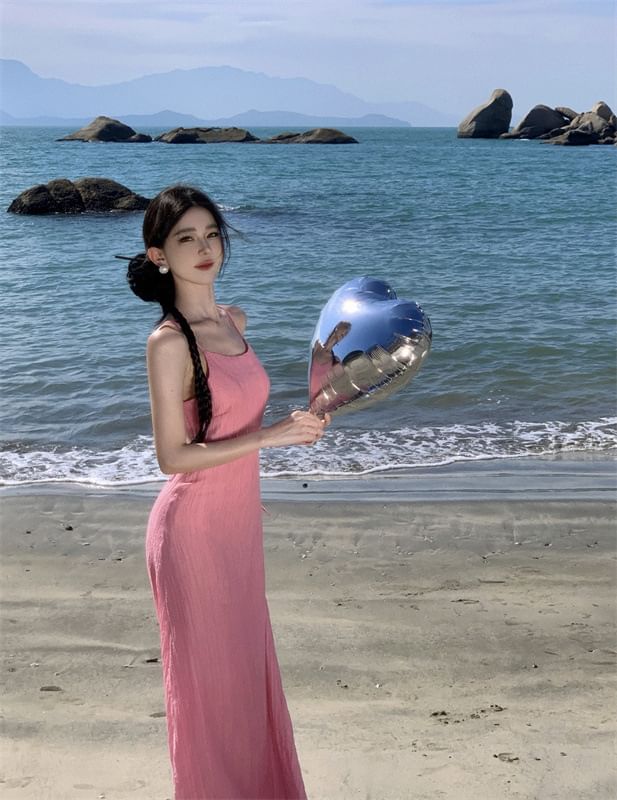 Spaghetti Maxi Dress Mermaid Plain Strap