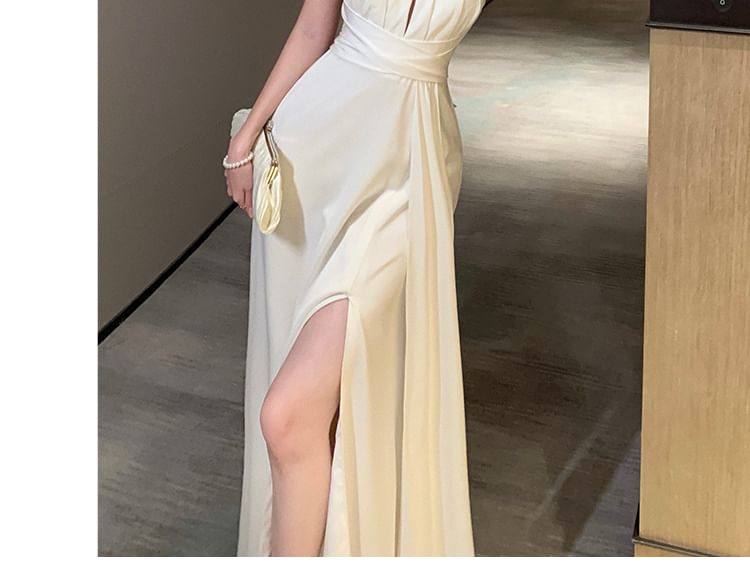 Cutout Dress Maxi A-Line Plain Sleeveless