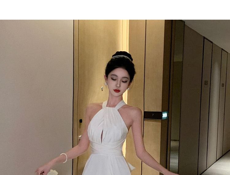 Cutout Dress Maxi A-Line Plain Sleeveless