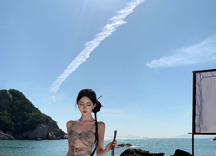 Dye + A-Line Waist Camisole Crop Tie Top Skirt Set: High Maxi