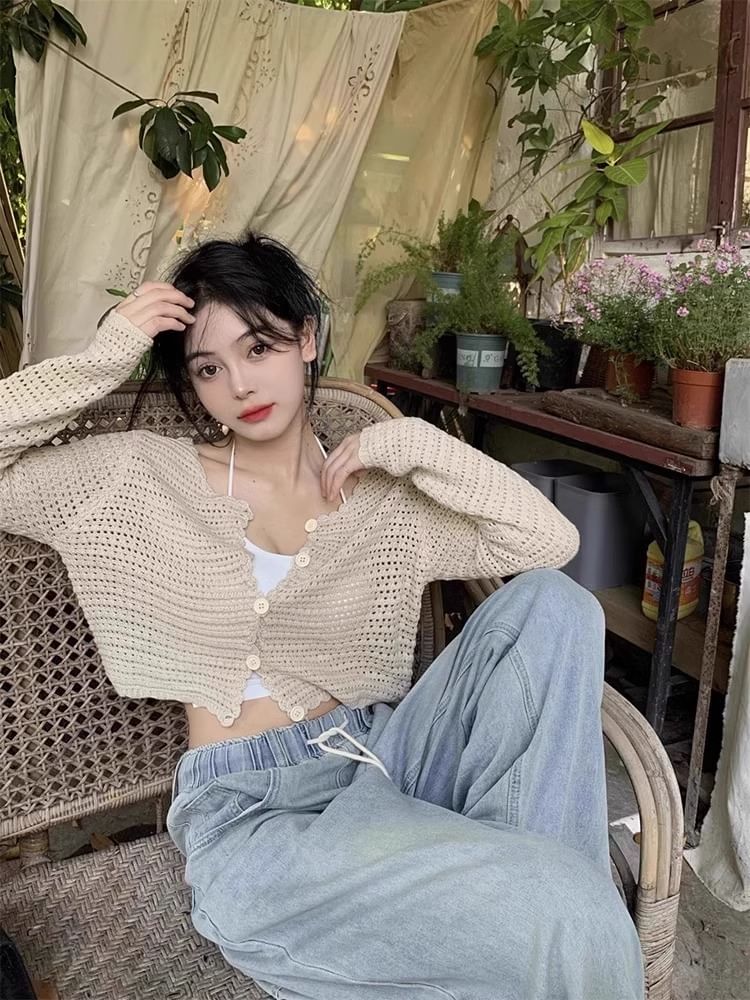 Top Plain V-Neck Crop