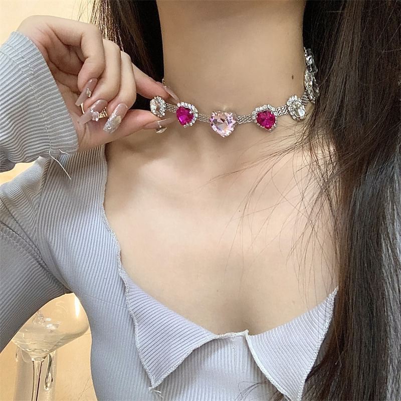 Heart Choker Rhinestone