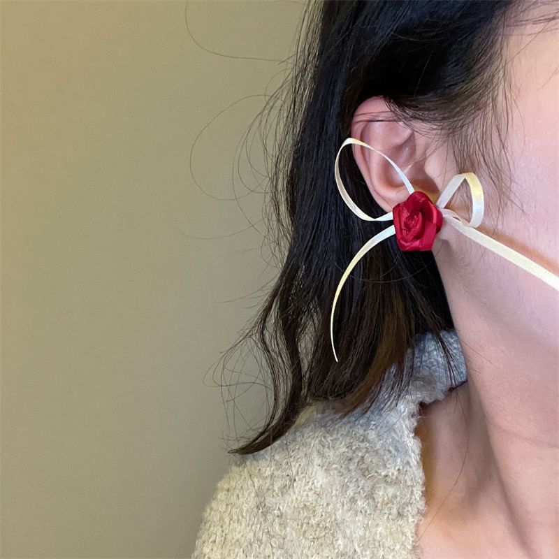 Stud Rose Earring Ribbon