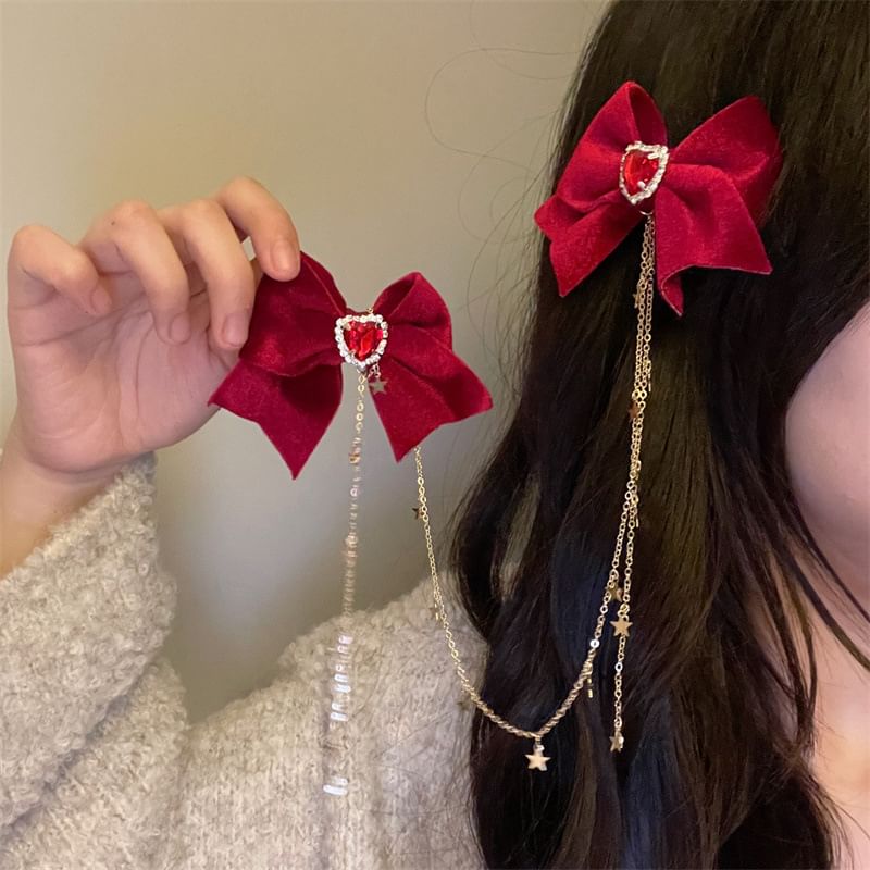 Rhinestone Clip Bow Hair