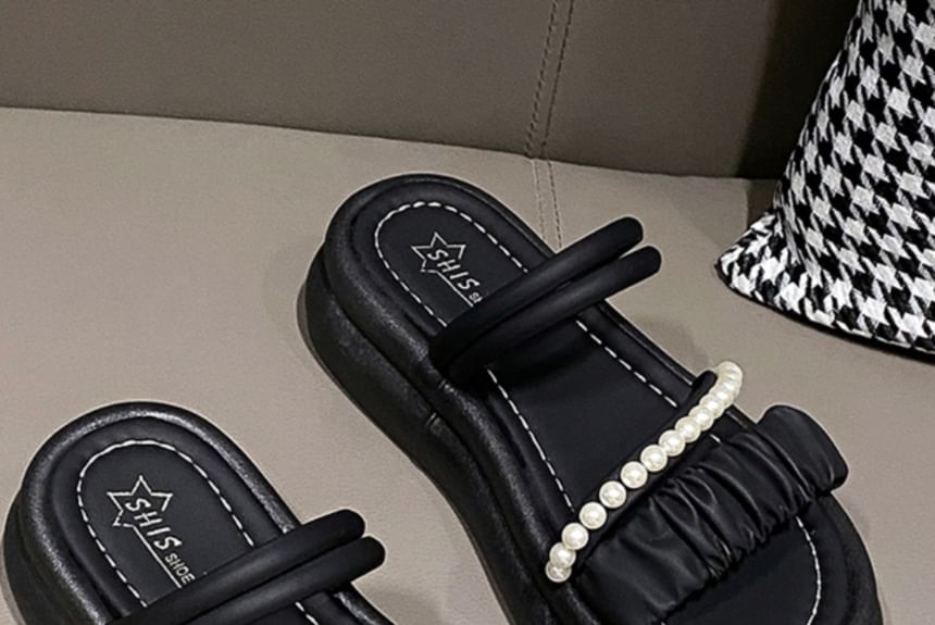 Pearl Sandals Faux Slide Platform