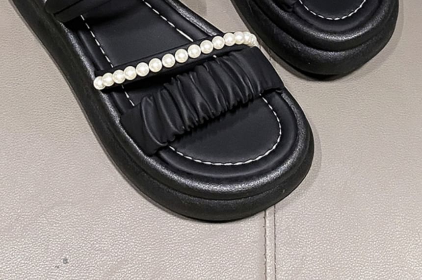 Pearl Sandals Faux Slide Platform