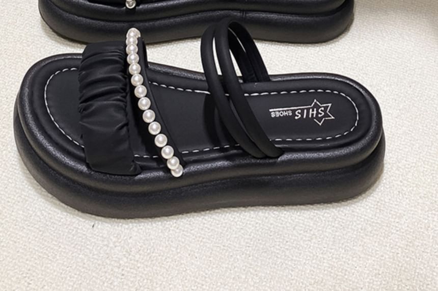 Pearl Sandals Faux Slide Platform