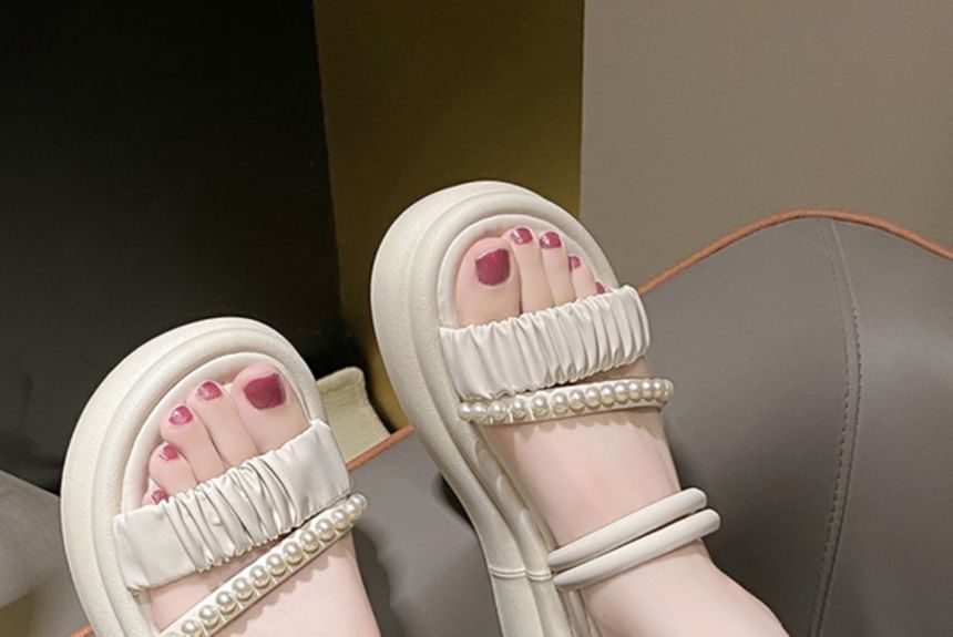 Pearl Sandals Faux Slide Platform