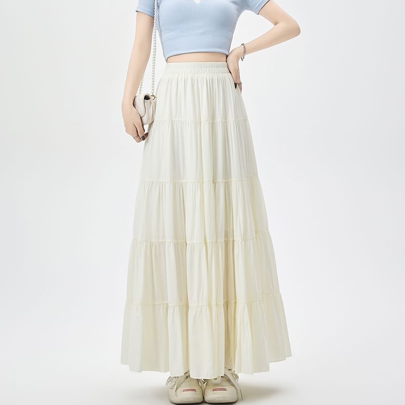 Maxi High Plain A-Line Waist Skirt
