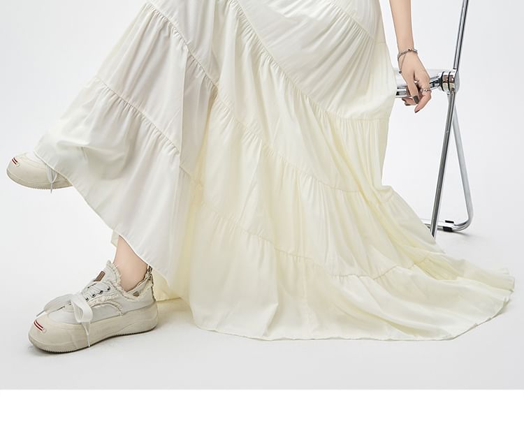 Maxi High Plain A-Line Waist Skirt