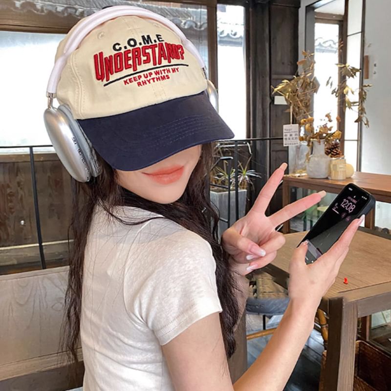 Lettering Panel Cap Embroidered Color Baseball